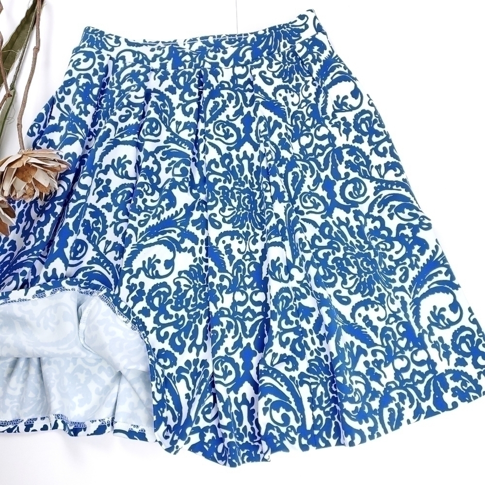 Adrienne Vittadini Vibrant Blue Wht Sport Skirt XS - Picture 3 of 11